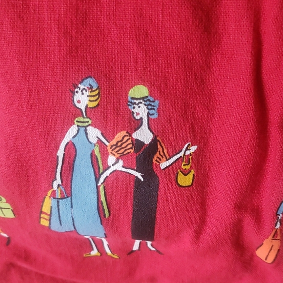 Vintage Rare Dress with Jacket w/Painted Shoppers - Picture 5 of 10